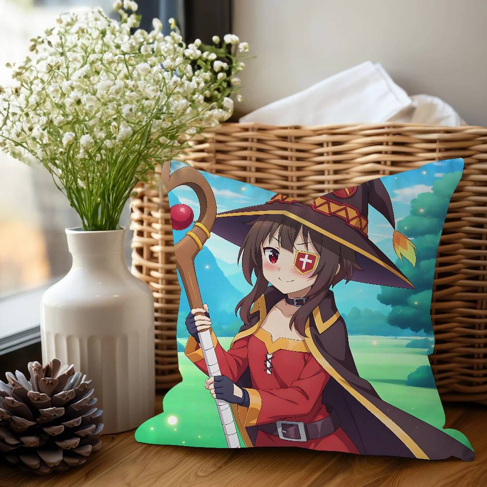 Konosuba-Аниме-М-Мегумин Наволочка Чехол для подушки Обивка Диван Декоративная подушка Домашний декор Наволочка 16x16Inch