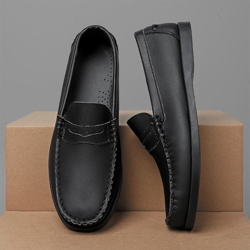 Hand-stitching Leather Men Casual Shoes Soft-Soled Mens Loafers Ultra-light Moccasins Breathable Light Soft Man Driving Footwear