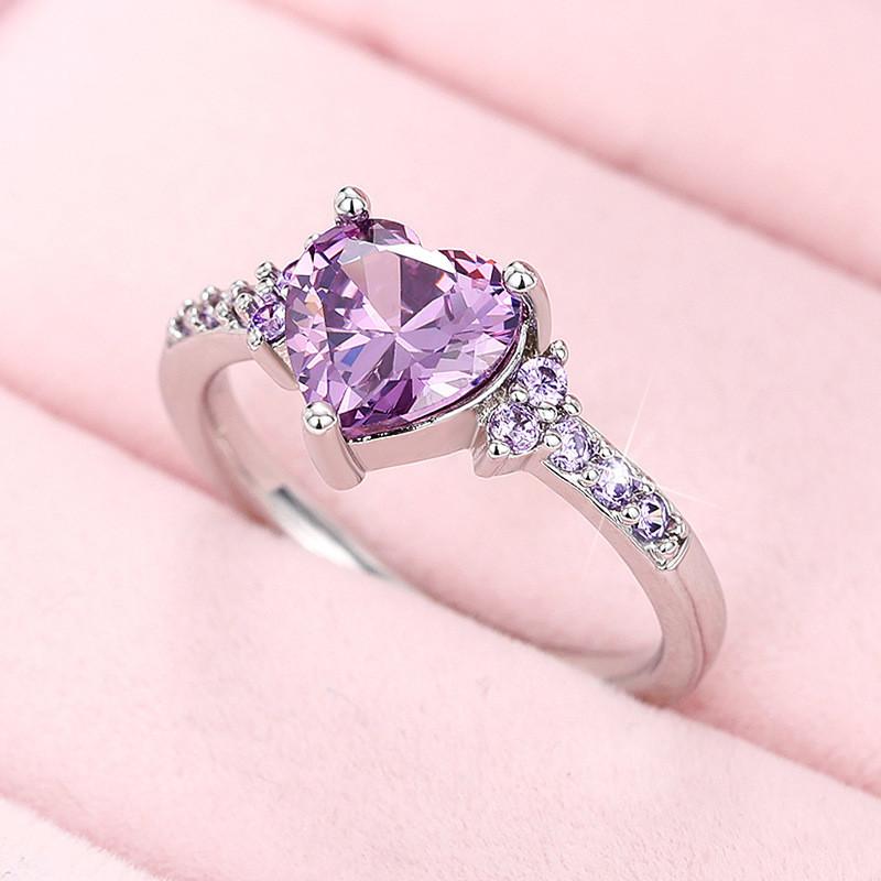 Sterling  Purple Love Rings New Fashion Jewelry for Women Wedding Engagement Party Temperament Female Accessories Gift