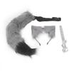 Cat Ears and Wolf Animal Tail Cosplay Costume Faux   Hair Clip Headdress Halloween Leather Neck Chocker Set Animal Cosplay Party Costume