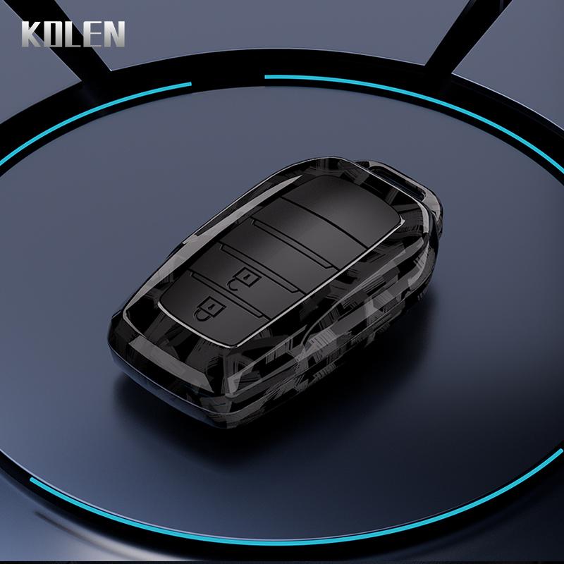 Abs Carbon Fiber Car Flip Key Case Cover For Toyota Sienna Rav4 Crown Hilux Fortuner Camry Land Cruiser Prado Venza Accessories