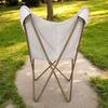 Leather Butterfly Chair Foldable Iron Frame Lounge Accent Relax Armchair
