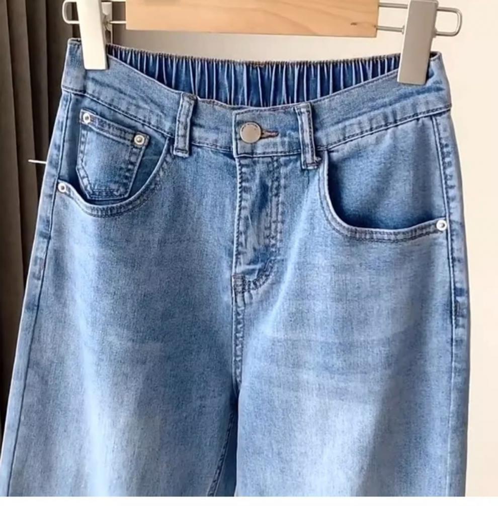 Plus Size Women's Slimming Harem Jeans for Pear-Shaped Bodies - Summer Thin, Nine-Point Cut