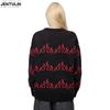 Cross New Flame Jacquard Harajuku Knit Sweater - Autumn/Winter Warm Punk Loose Round Neck Pullover
