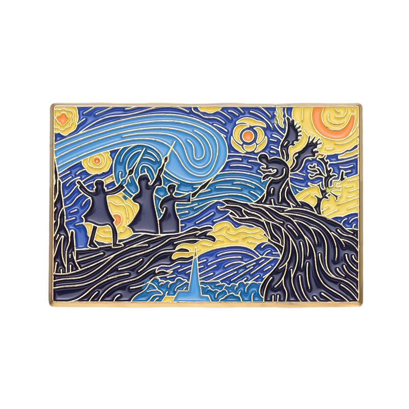 Gogh Artistic Van Inspired Castle Brooch Featuring Stars And Celestial Themes For All