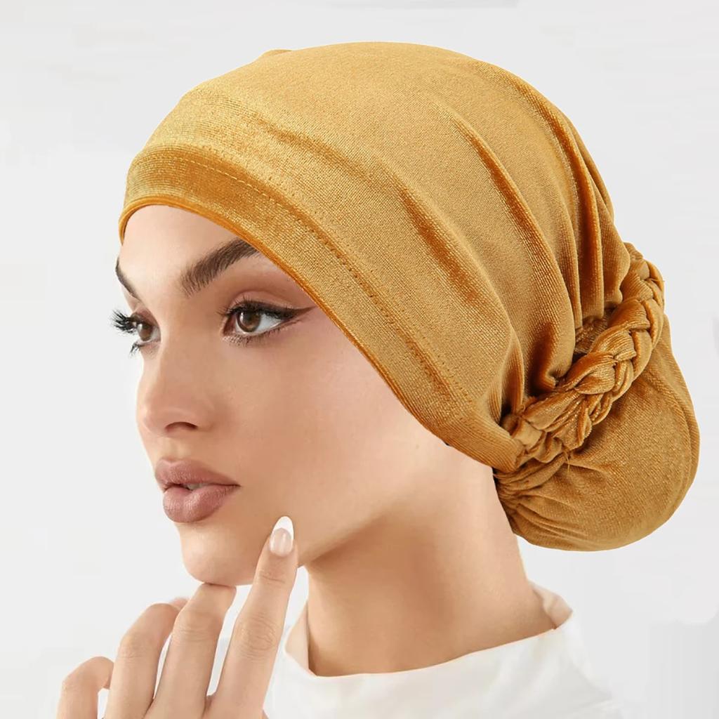 Soft Elastic Velvet Instant Turban Inner Hijabs Caps Hat Muslim Fashion Women's Headscarf Solid Color Women Hijab Bonnet