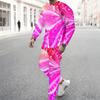 Men Rainbow Multicolor Swirl Tie Dye Style Print Long Sleeve Sweatshirt Jogger Pants Two Piece Suit