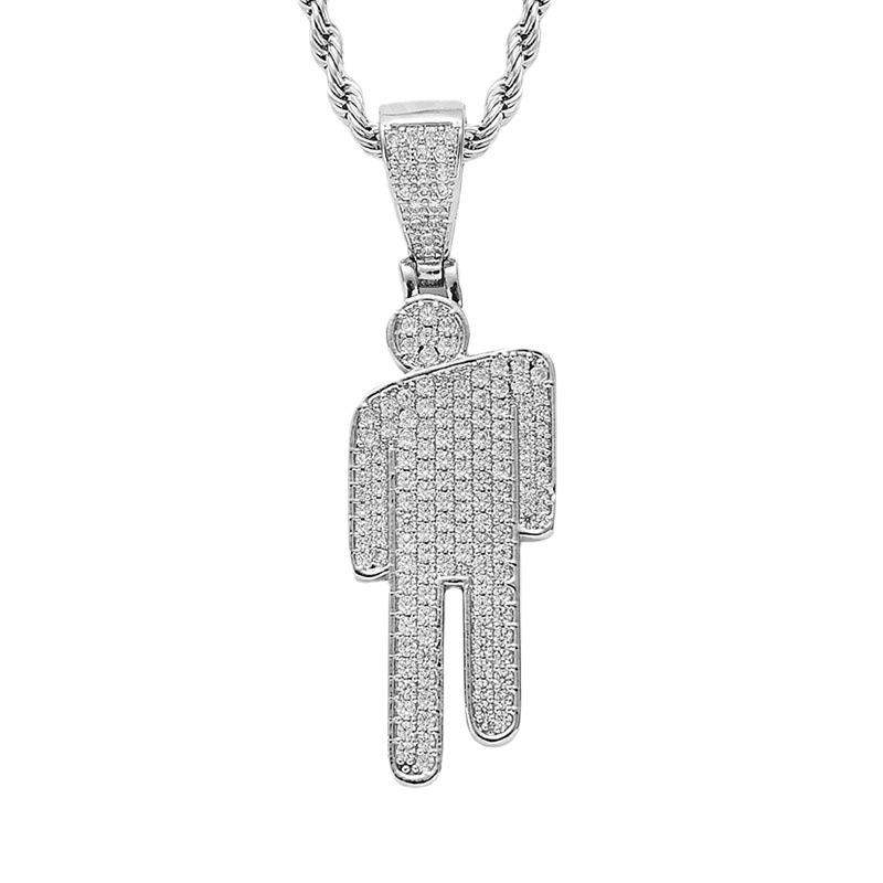 HJJ Hip Hop Zirkon Anhänger: Trendsetzende Krummkopf-Halskette für Männer und Frauen