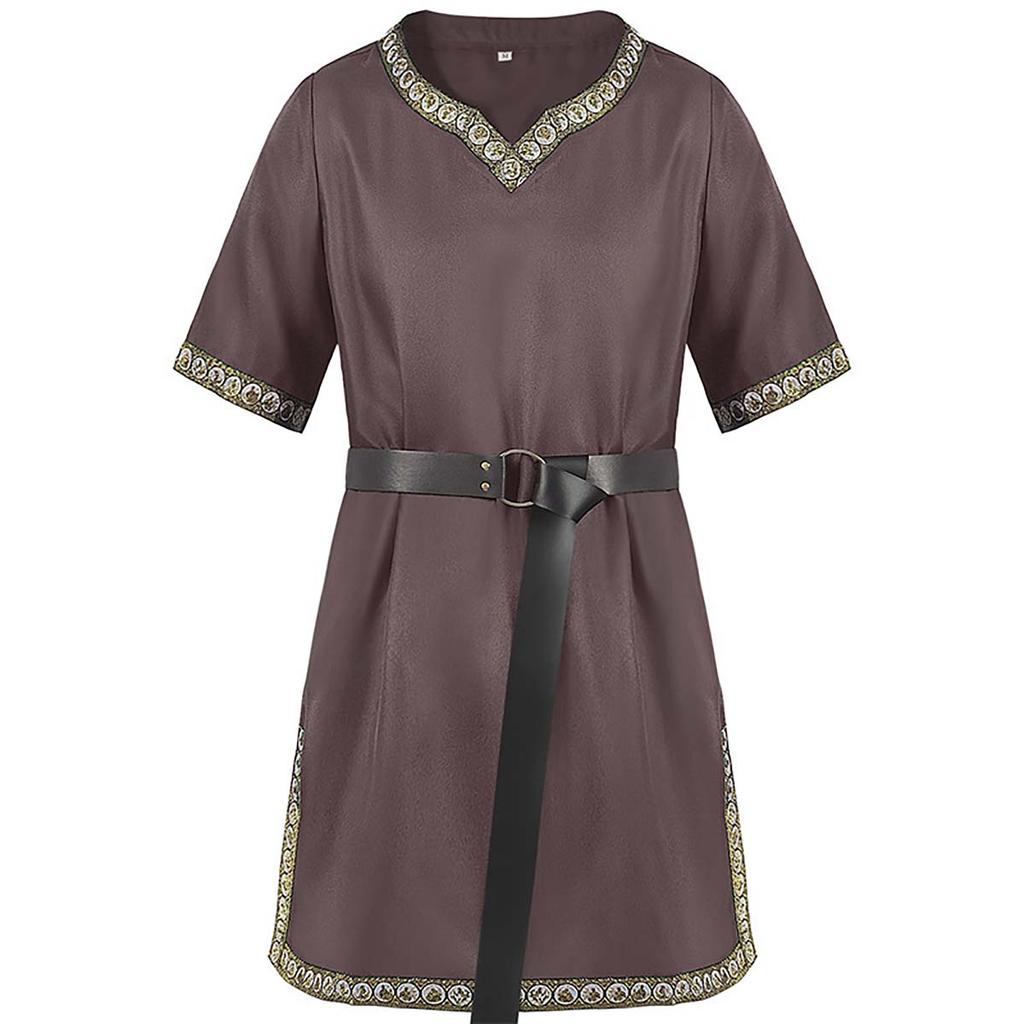 Herren Mittelalter Kostüm Wikinger Tunika Ritter Krieger Renaissance Hemden Mit Gürtel MDEC-020