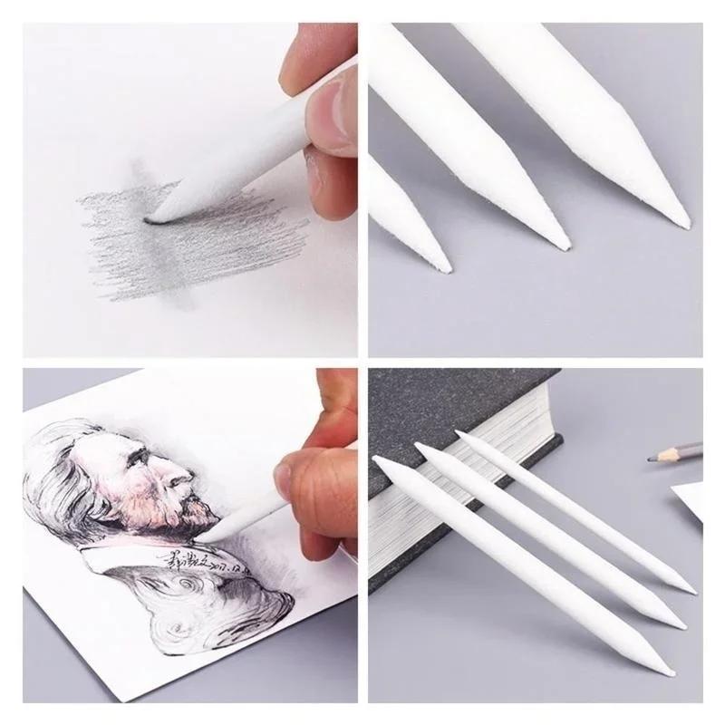 6pcs / Set Blending Stump Smudge Stick Tortillon Sketch Art Drawing Pen Tool White School Painting Supplies