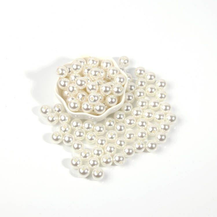 ABS High-Gloss Imitation Pearl Beads: Rice White, Pure White & Mixed Colors for DIY Clothing Accessories