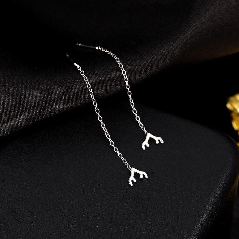 

Women s S925 Sterling Silver Reindeer Antler Stud Earrings - Light Luxury, Simple Niche Style for Christmas 925 Silver