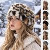 Rabbit Fur Leopard Print Hairband Animal Pattern Faux Fur Hair Band  Winter Hair Accessories