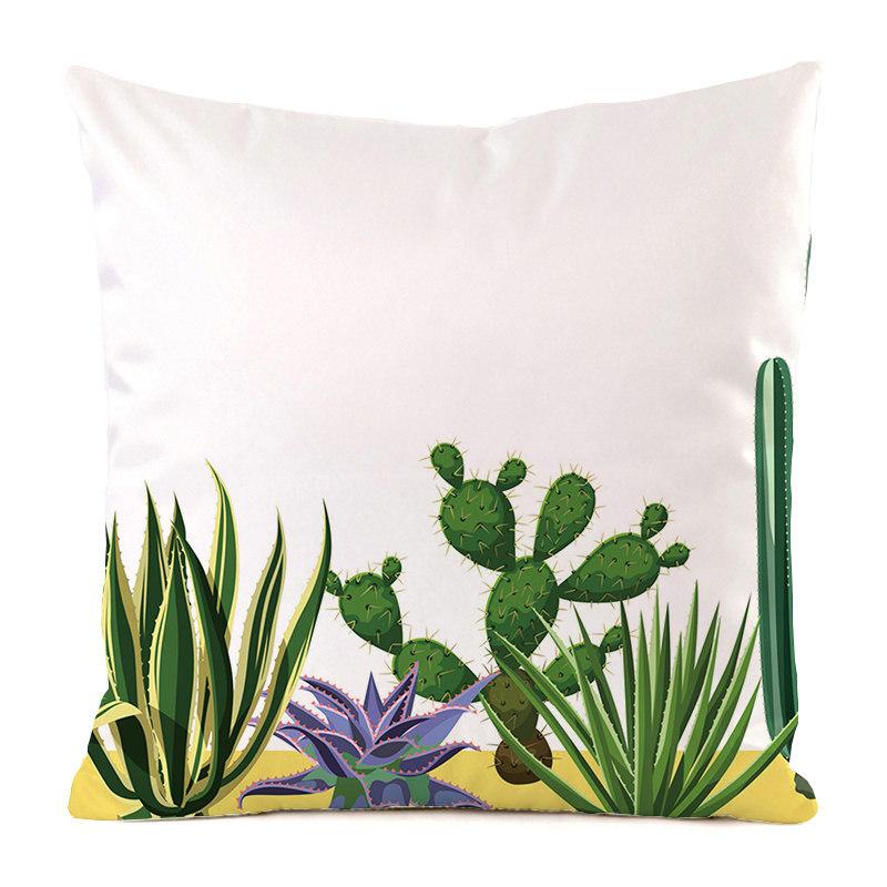 Cartoon Minimalist Cactus Style Digital Printing Short Plush Pillow Covers For Car Sofa Office Cushion Cover Home Goods
