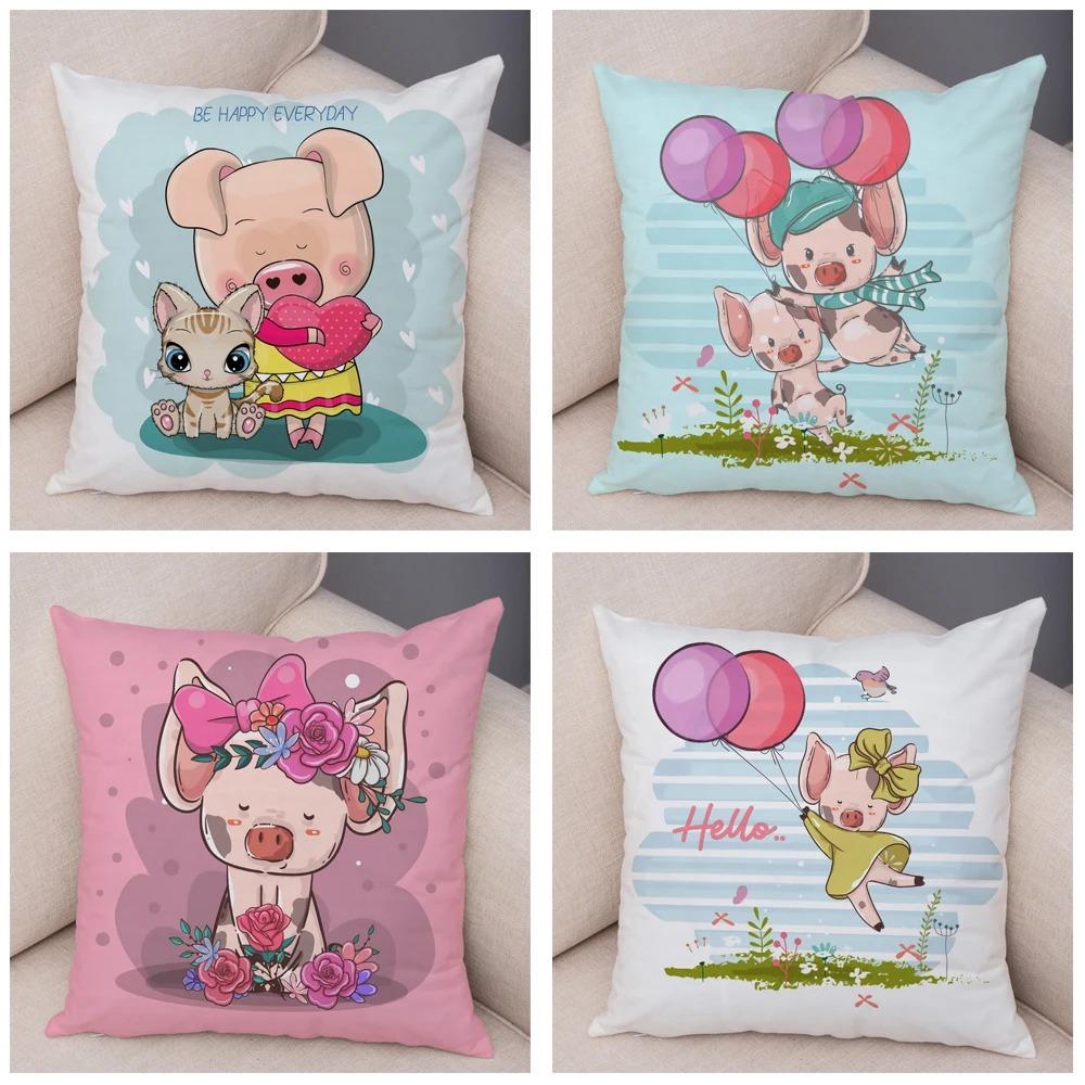 Büro Wohnzimmer Zuhause Kissenbezug Cartoon Haustier Schwein Kissenbezug Auto Ornamente