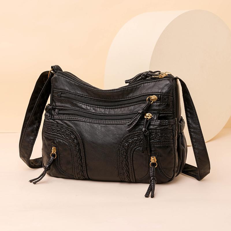 Retro Style Shoulder Bag Casual Crossbody Purse for Women Multi Pockets PU Leather Shoulder Bag Suitable for Daily Outings, Commuting, Shopping