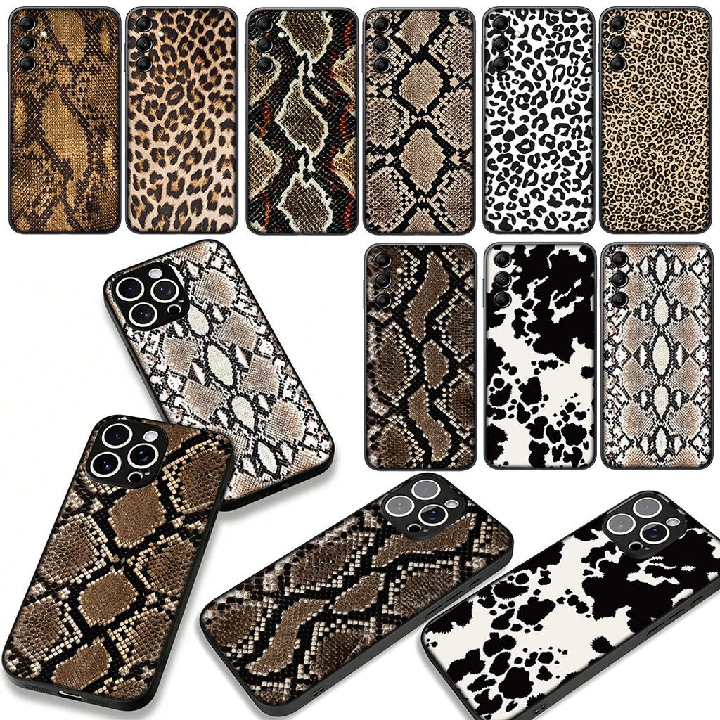 Leopard Cow Print Snake Cover Phone Case for OPPO A18 A16 A17 A38 A54 A40 A60 A80 A78 A79 A57 A55 A96 A15 A53