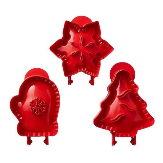 Christmas Cookie Pie Molds Plastic Cutters for Tree Snowflake Mittens Designs Mini Hand Pie Press for Holiday Baking