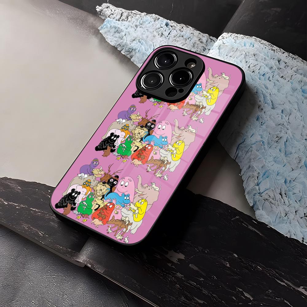 

Cartoon B-Barbapapa Phone Case Tempered Glass For IPhone 16 13 14 12 15 11 Pro Max Plus Mini X XR SE2020 Coque iPhone 14 Plus