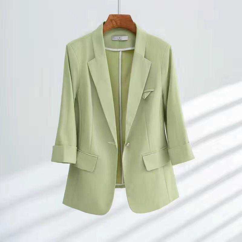 Women s Petite Green Blazer Suit Set - Spring/Summer Professional & Casual Wear M (approx. 80-105 jin)