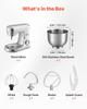 Stand Mixer, 5.7 L Electric Kitchen Mixer, 1500W Dough-Mixer, 10 Speeds Tilt-head Food-Mixer with Stainless Steel Bowl, Dough Hook, Whisk, Beater, for