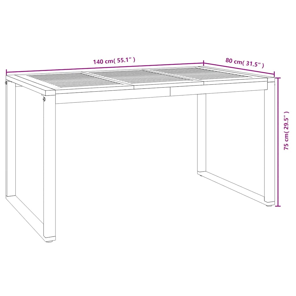 5 Piece Outdoor Dining Set Solid Acacia Wood and Metal