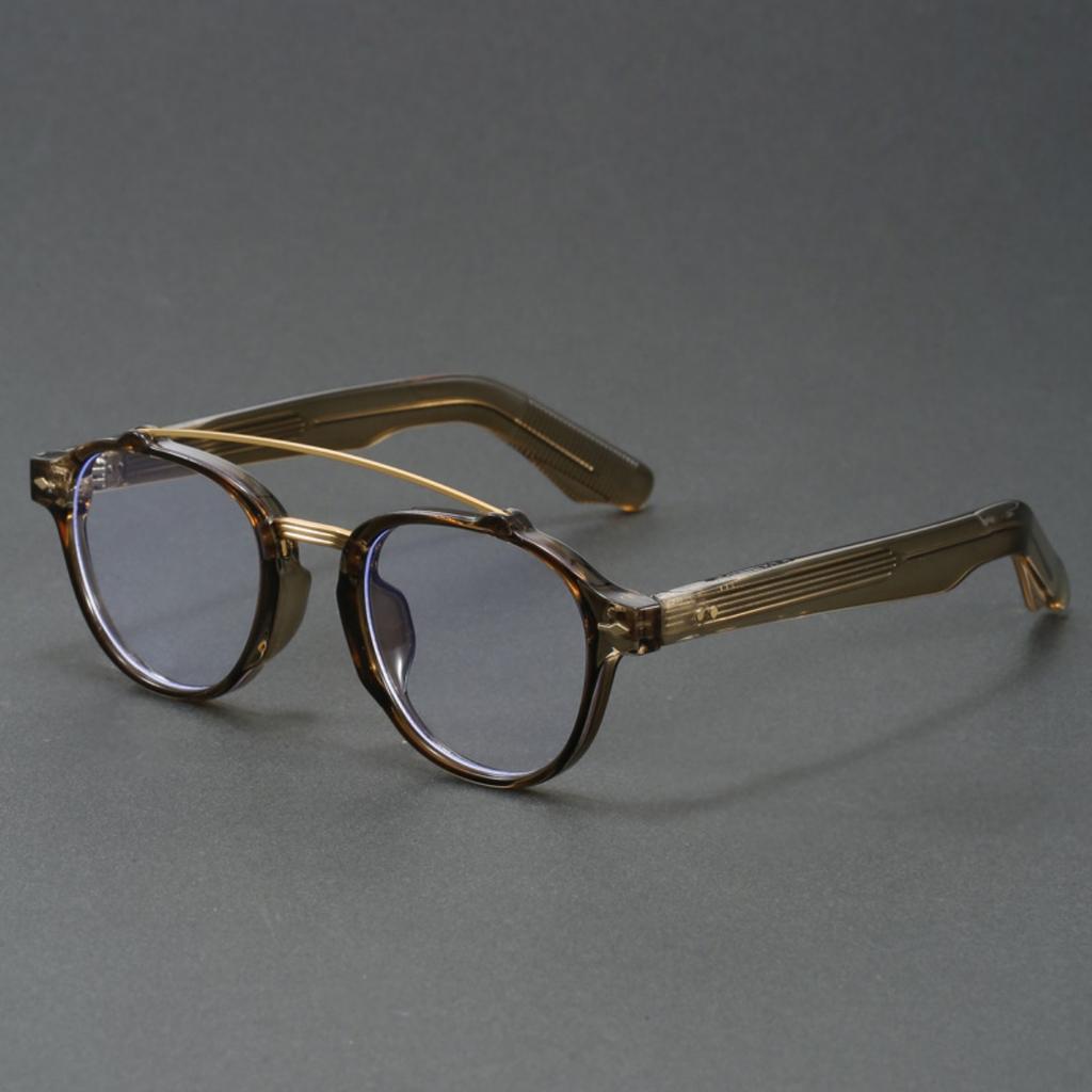 Designer'S Niche Glasses Frame Men'S Retro Double Beam Thick Wide Face Fashionable And Artistic Full Frame Flat Light Glasses