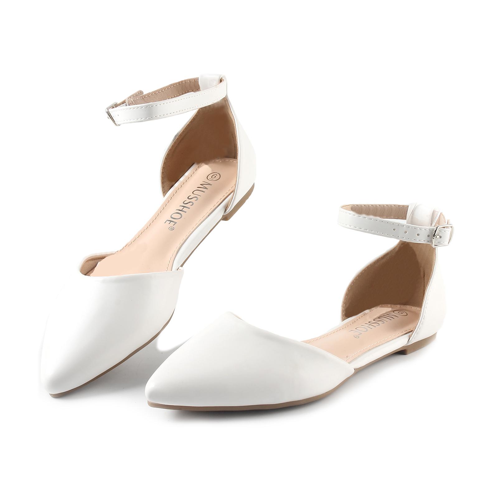 

MUSSHOE Туфли на плоской подошве женские с острым носком и ремешком на щиколотке балетки с регулируемой пряжкой туфли на плоской подошве для работы, свадьбы, офиса, повседневные 40