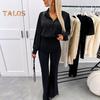 Women Shirt Lapel Lantern Long Sleeve Single Breasted Shirt Tops Casual Commuting Style Loose Fit Shirt Daily Wear