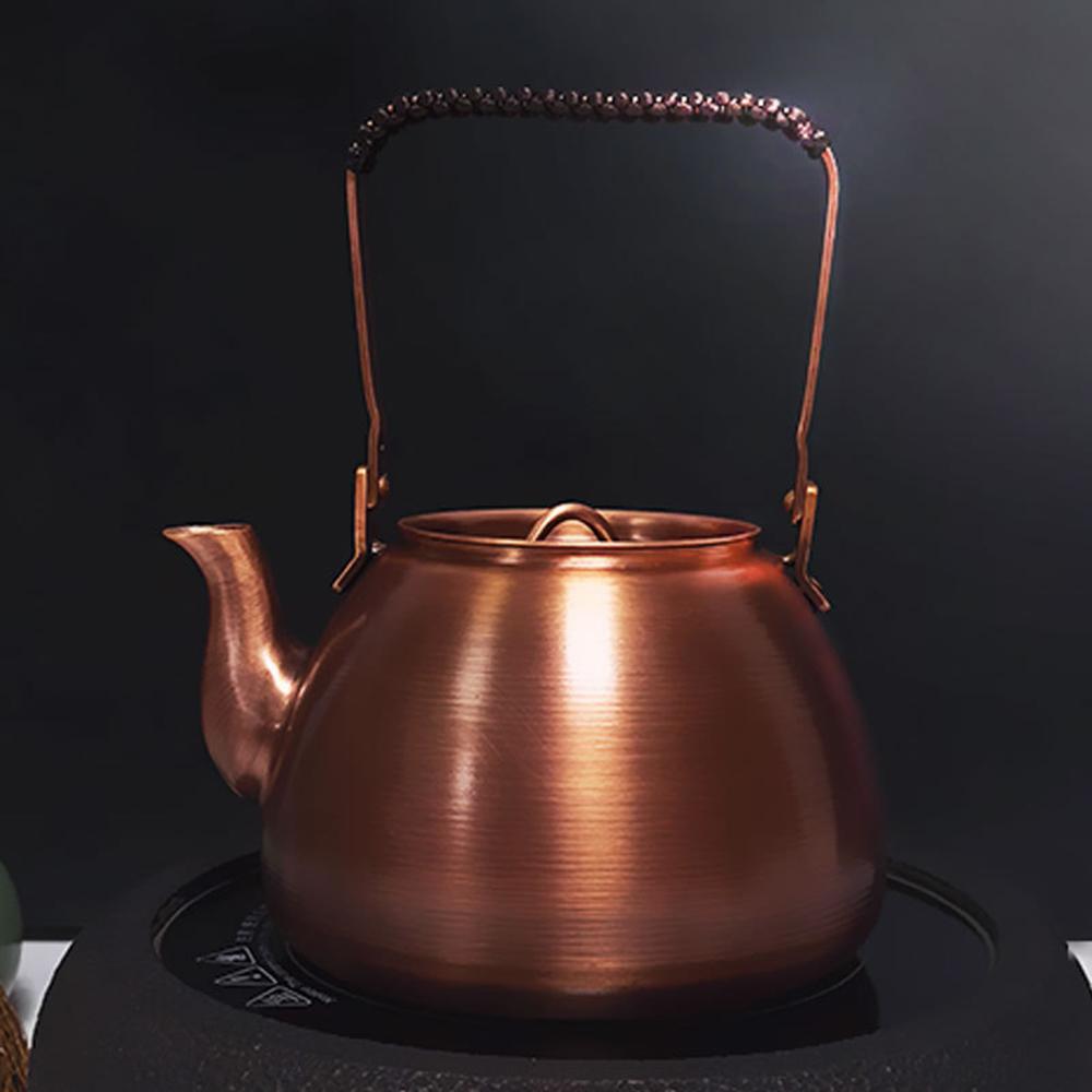Vintage Copper Teapot, Handmade Purple Copper Kettle, Round Stove Boiling Tea Kettle, Household Handle Pot, 1.2L