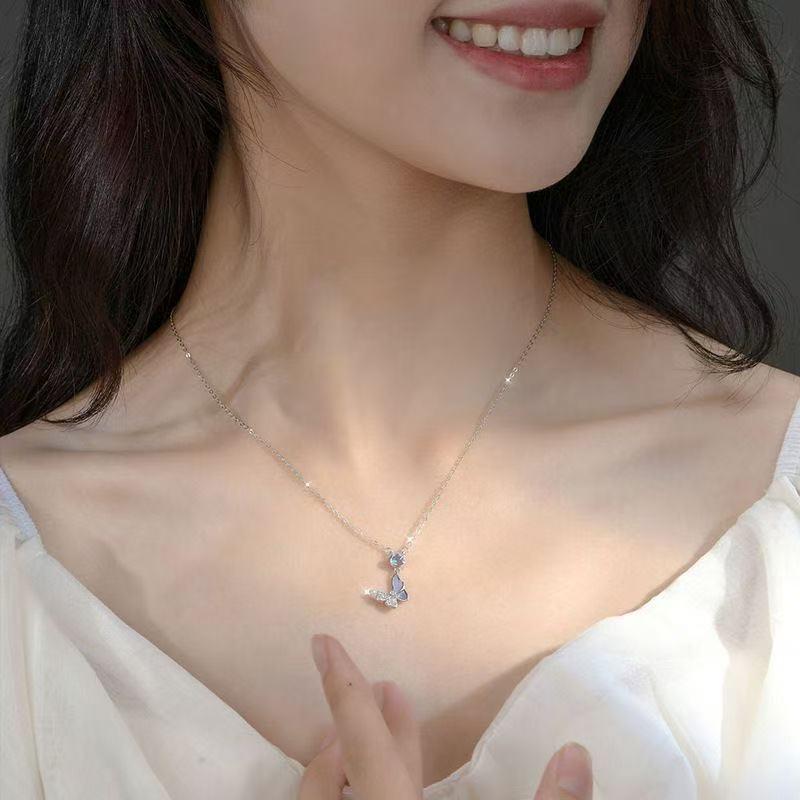 Elegant Moonstone Butterfly Necklace - Women's Luxury Design, Perfect Birthday Gift for Best Friend
