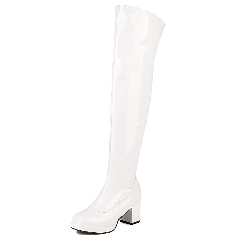 Módní kozačky nad koleno na zip Dámské boty 2024 Zima Platforma Dlouhé boty Sexy Červené Černé Zelené Párty Taneční boty Dámské Velká velikost