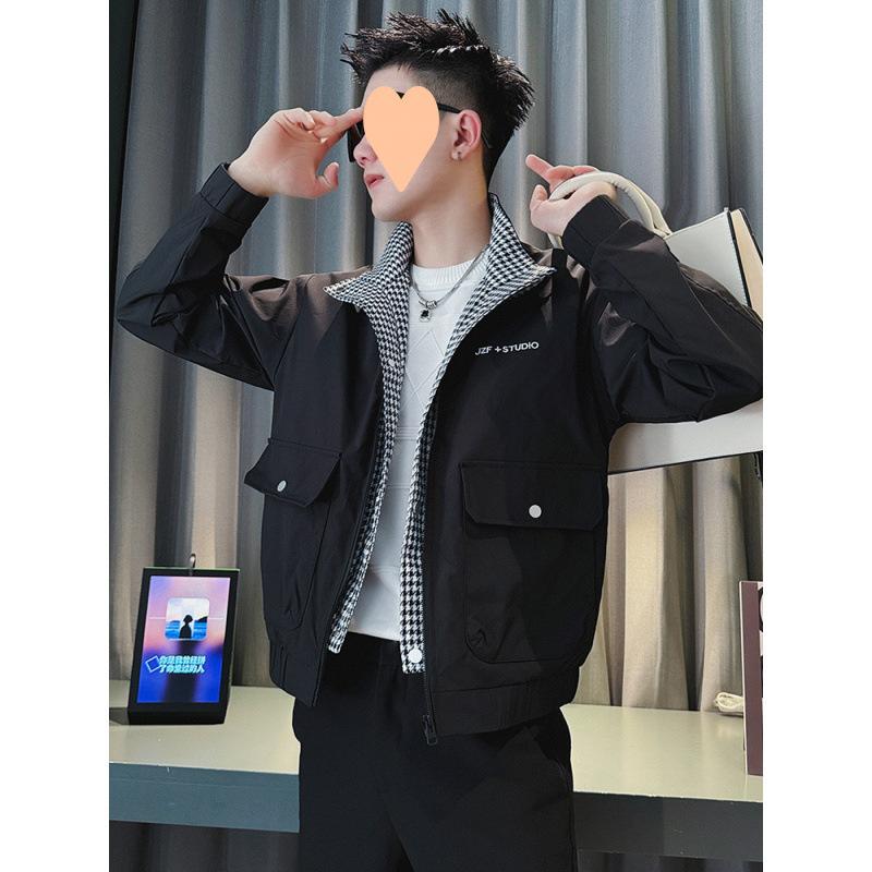 Fake Two-piece Work Jacket Men's New Handsome Embroidered Jacket Men's Trendy Casual Spring and Autumn Tops