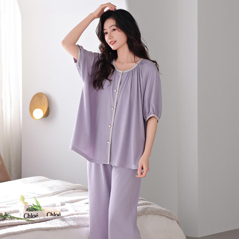 Pajamas Women's Summer Modal Short-sleeved Cropped Pants Thin Summer Casual Cool Can Be Worn Outside Summer Loungewear
