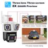 WiFi IP 12MP 6K Three Lens 8X Zoom Surveillance AI Tracking Protection Outdoor Security Camera CCTV Cam
