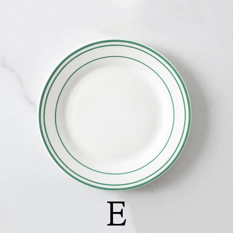 Farfurii plate din ceramică de 8 inch Vase de uz casnic pentru mic dejun Desert Salată Friptură Farfurie pentru cină Vase de servire pentru cafenea