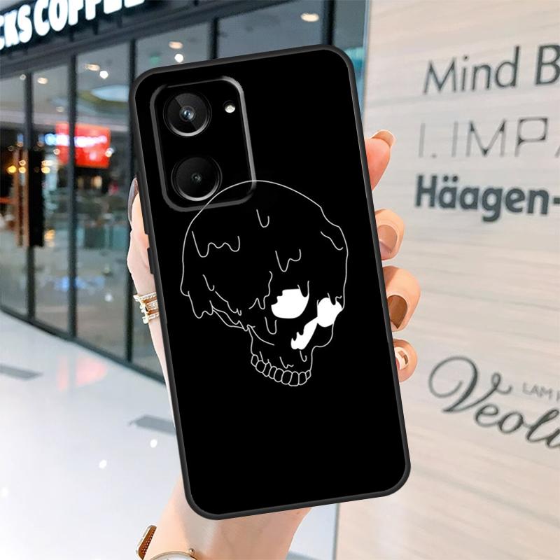 Black Aesthetic Skeleton Digital Art Case For Realme GT7 Pro GT6 11 12 13 14 15 Pro Plus C55 C53 C35 C33 C61 C65 C67 C53 C71 C75