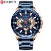 CURREN Men's Business Steel Belt Quartz Calendar Six-hand Chronograph Luminous Men's Watch