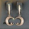 White Zircon Stone Moon Star Hoop Earrings Luxury Female Gold Color Wedding  For Women