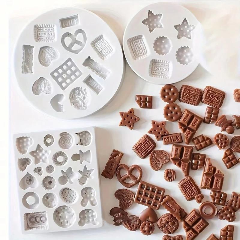 Food Grade Mini Silicone Cookie Molds Non-Stick Reusable DIY Baking Tools for Chocolate Candy Jewelry Making Gifts