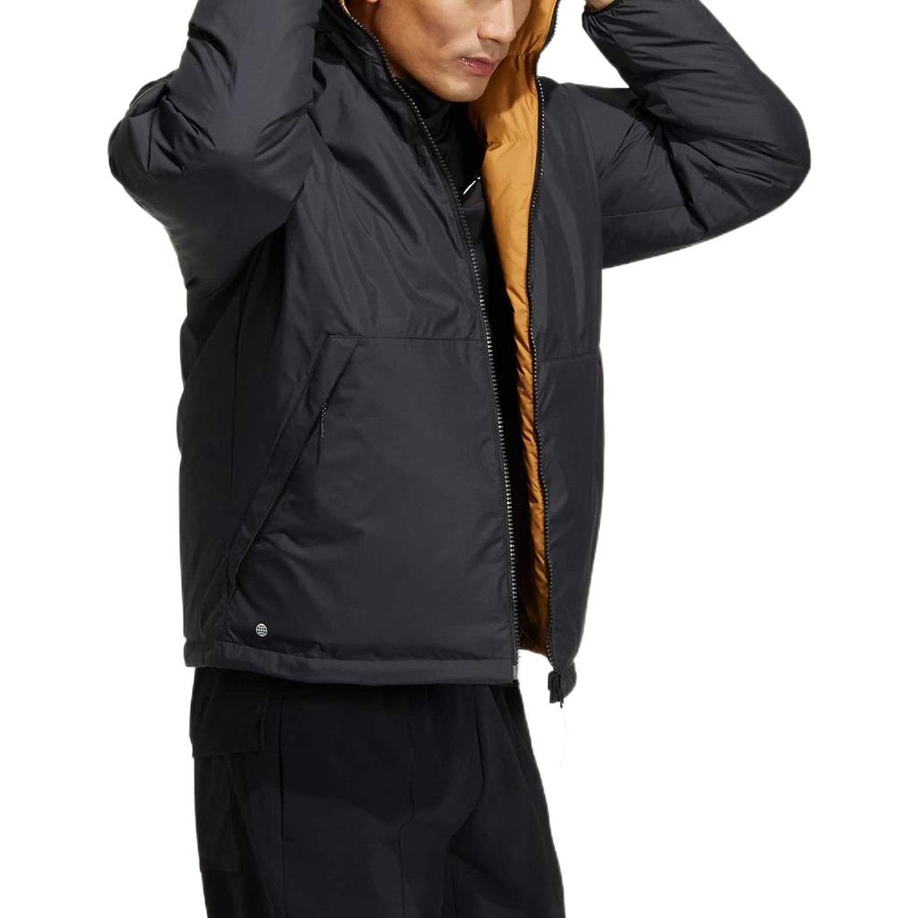 Adidas Logo Print Zip-Up Reversible Down Jacket Men Outerwear Black HR5241