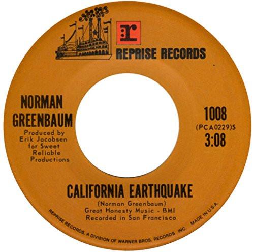

7inch Record NORMAN GREENBAUM California Earthquake Rhode Islan 1008 Reprise Records 1971 US Rock Used