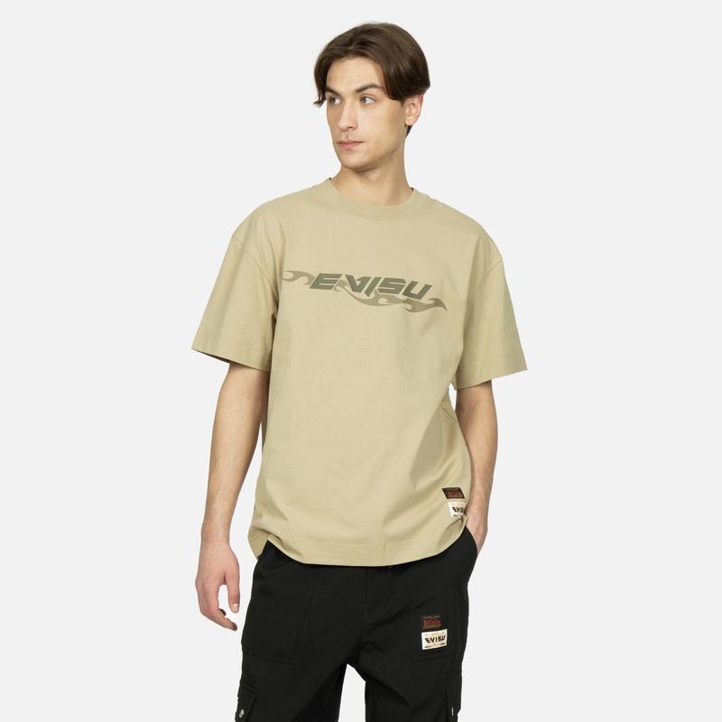 Evisu Letter Logo Small Seagull Print Multi-Pocket Short Sleeve T-Shirt Men T-Shirt Pepper 2ESHTM3TS504LFCT