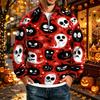 Men's Loose Fit Raglan Sleeve Sweatshirt with Stand Collar and Halloween Print for Parties and Daily Wear