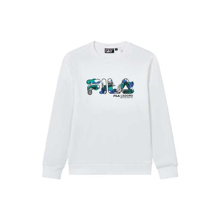 FILA Sweatshirts Men s Standard White Crew Neck Moderate Regular F11M238204FWT XXL