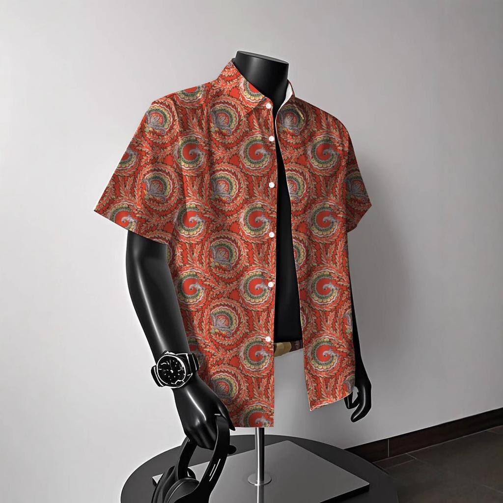 Hawaiian floral shirt for men, short-sleeved, summer vacation, men's beachwear, beach shirt for men