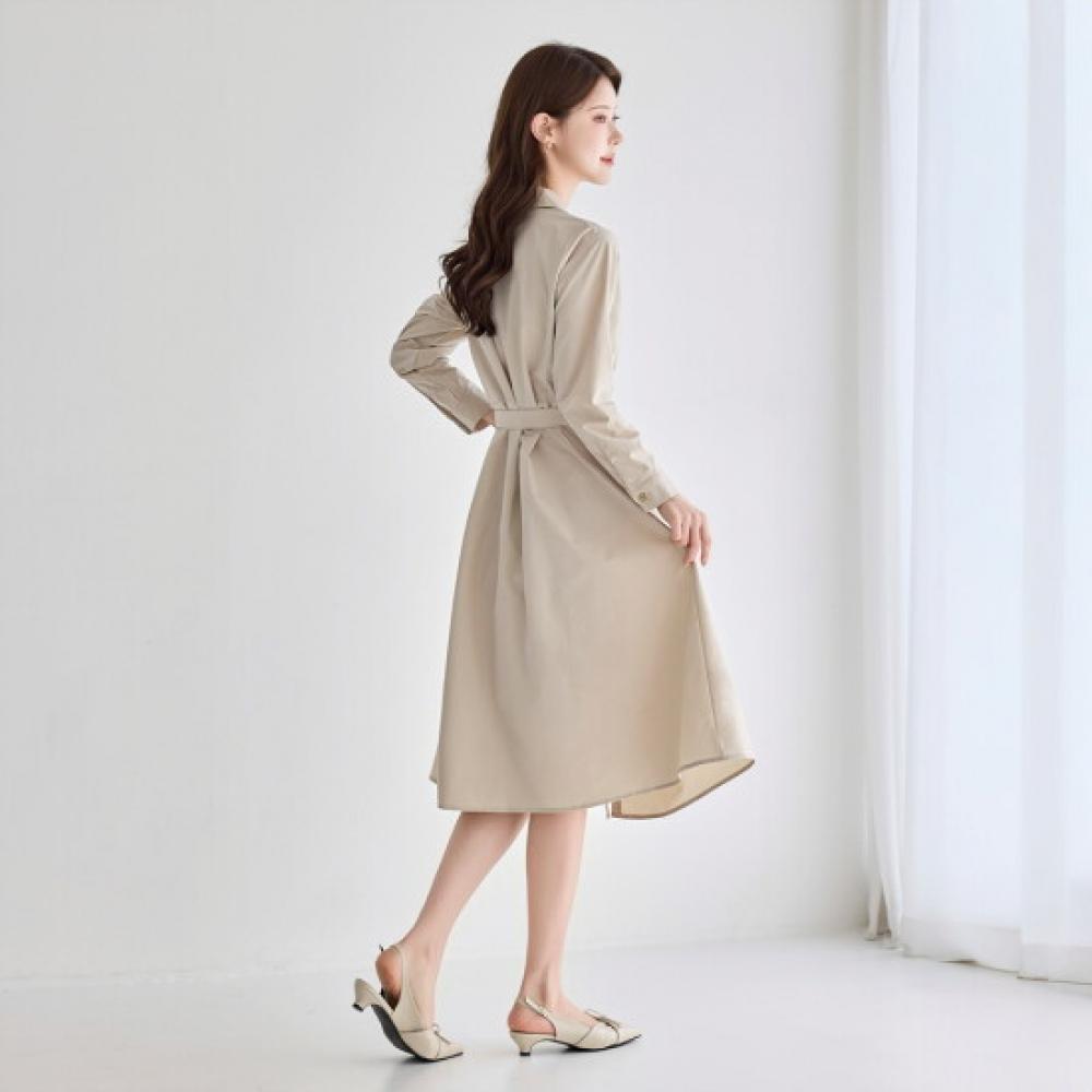 Morris Coming Home Belted Collar Button Flare Long Dress M2603op030a