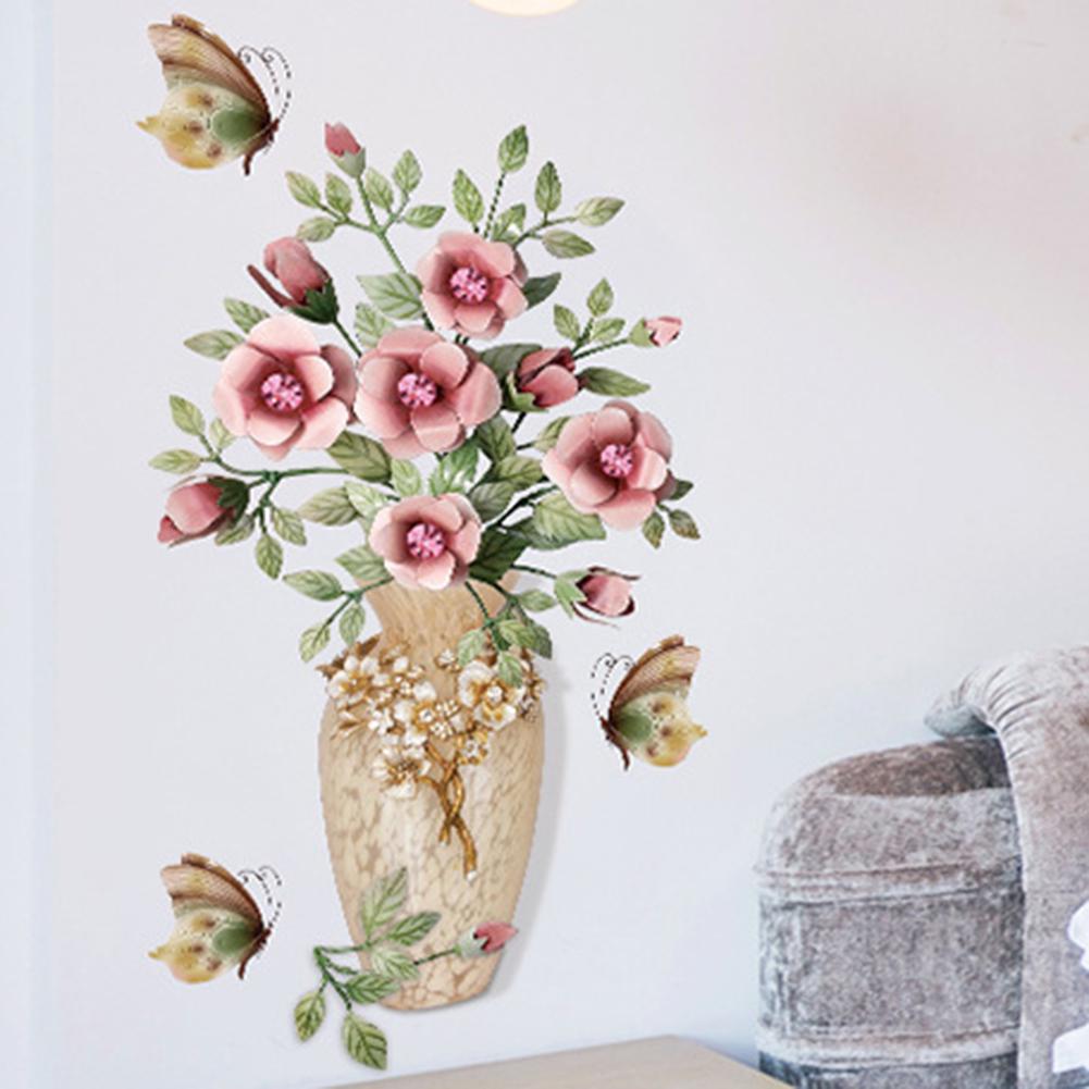 Sweet Room,Bird Fish Flower Vase Wall Sticker Poster Living Room Hallway Background Wall Sticker