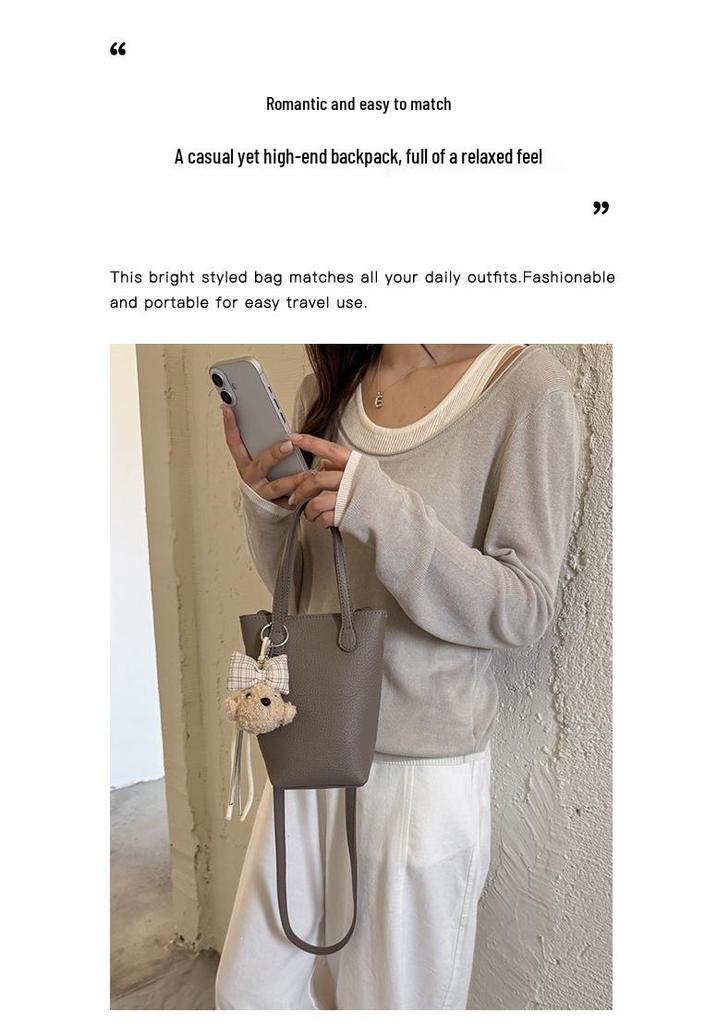 Korean-Style Small Lychee Texture Crossbody Bucket Bag, 2026 New Versatile Lightweight Shoulder Handbag for Women.