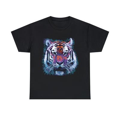 Retro 80er Tigergesicht Spritzlack Grafik T-Shirt, S-5XL